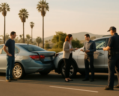 Rear-end collision liability in California shown on a San Diego roadway