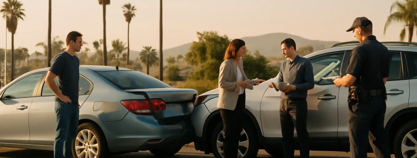 Rear-end collision liability in California shown on a San Diego roadway