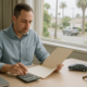 Documents and calculator representing lost wages after a San Diego car accident