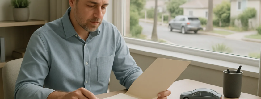 Documents and calculator representing lost wages after a San Diego car accident