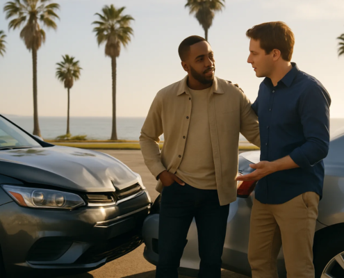 Passenger injured in a friend’s car in California discussing an insurance claim near San Diego