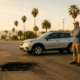 Road defect car accident claim scene on a San Diego roadway
