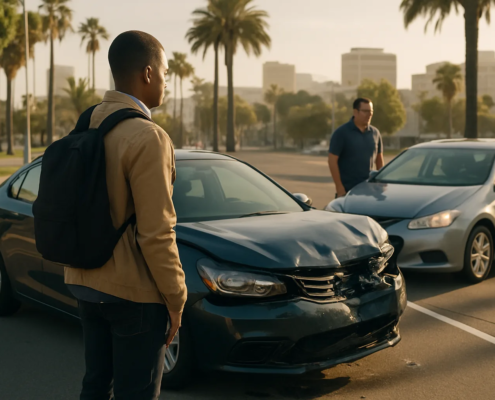 San Diego rideshare passenger accident injury claim scene near involved vehicles