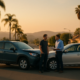 Uninsured driver car accident in San Diego with vehicles safely stopped after a collision