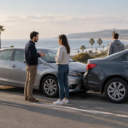 Multiple injured claimants car accident insurance limits in California, represented by a calm roadside scene in San Diego