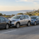 San Diego multi-car accident fault illustrated by vehicles stopped after a freeway pileup